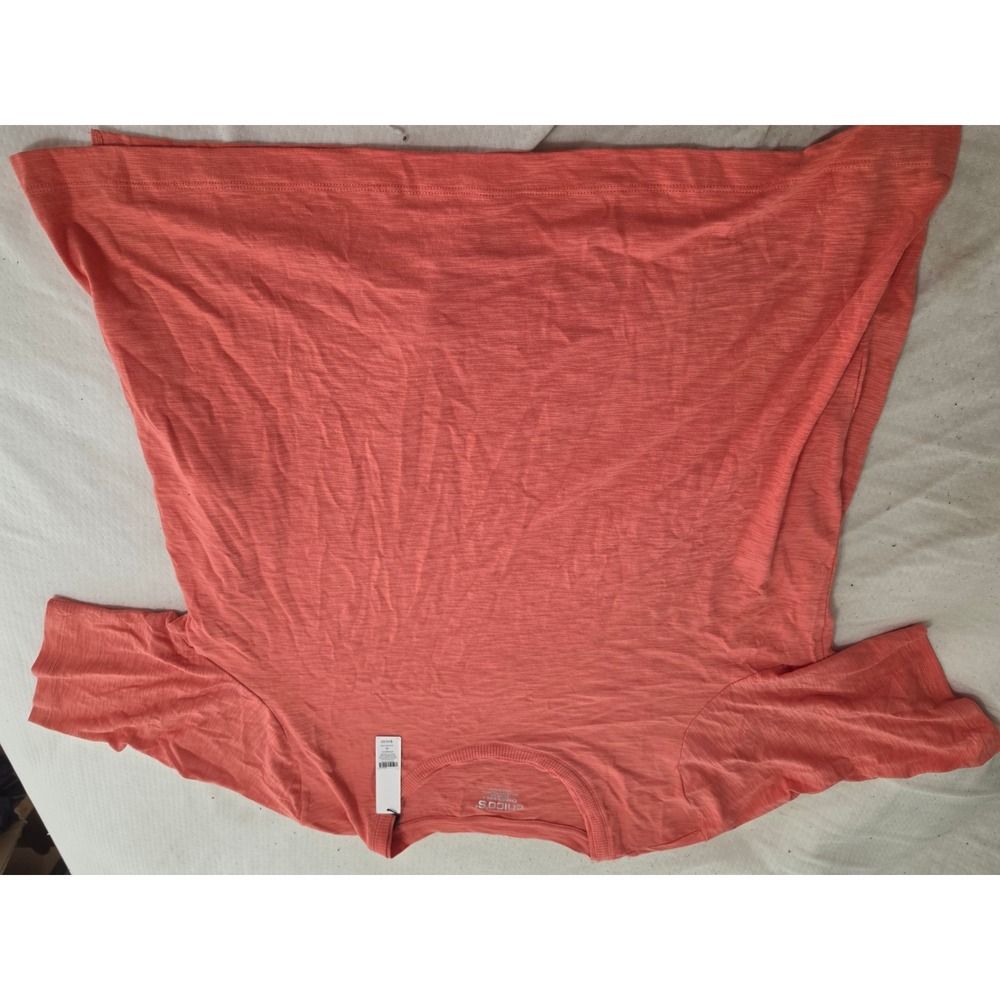 (2) Chicos Slub Knit T Melon Mambo Coral Short Sleeve Crew Neck Top Sz 4 XXL NEW